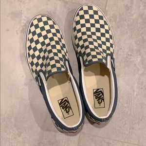 Light blue Checkered Slip-On Vans Mens Size 11.0